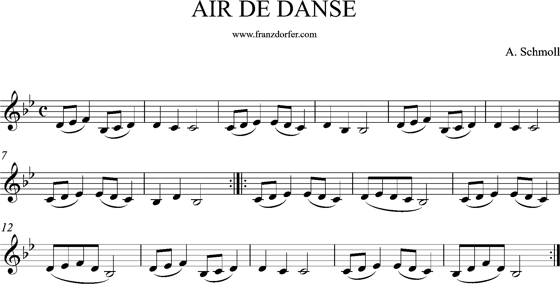 Clarinet, sheetmusic, Air de Danse, Schmoll